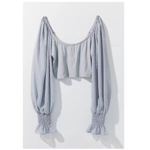 Urban Outfitters Y2K Cynthia Clip Dot Sleeve Crop Top in Blue Size Small